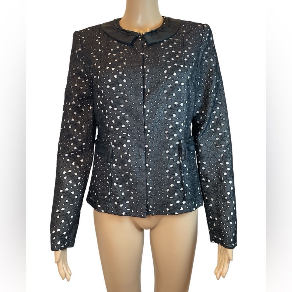 Elie Tahari Eyelet Embroidered Elegant Black Women's Jacket